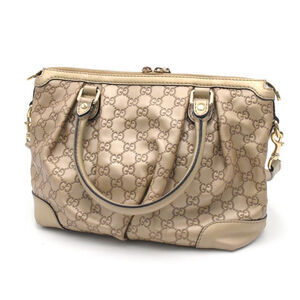 Gucci G Tote Sukey Leather Handbag ssima Gold Interlocking Shoulder Bag